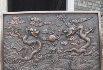 铜雕双龙壁画景观摆件
