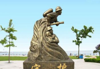 铜雕消防员守护雕塑