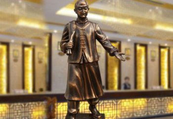 铜雕迎宾人物店小二