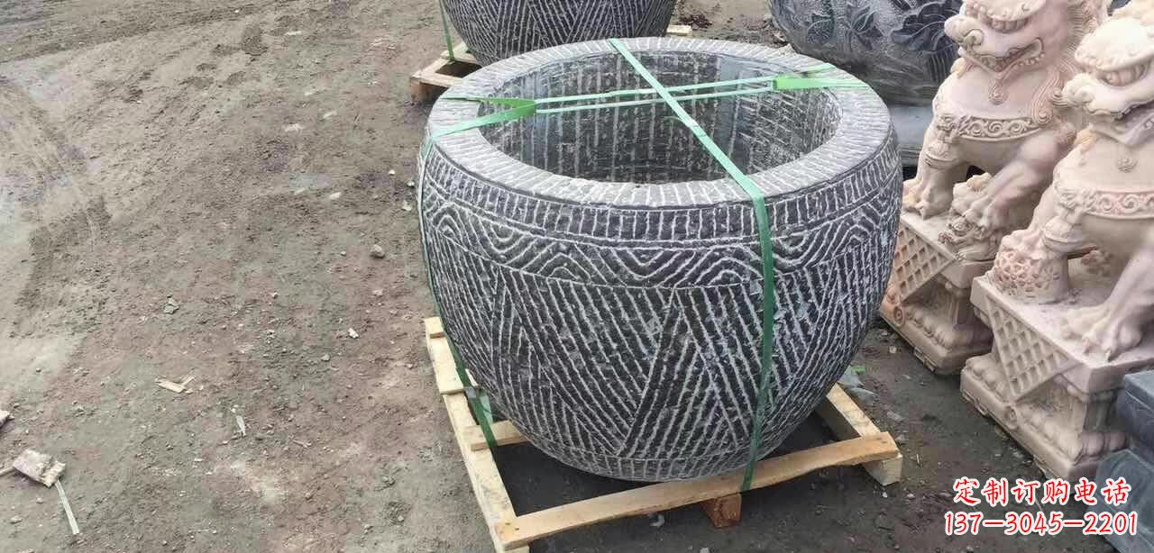 纹理石浮雕水缸