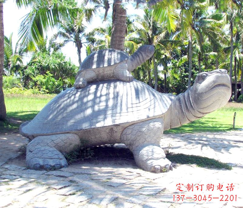 乌龟母子石雕