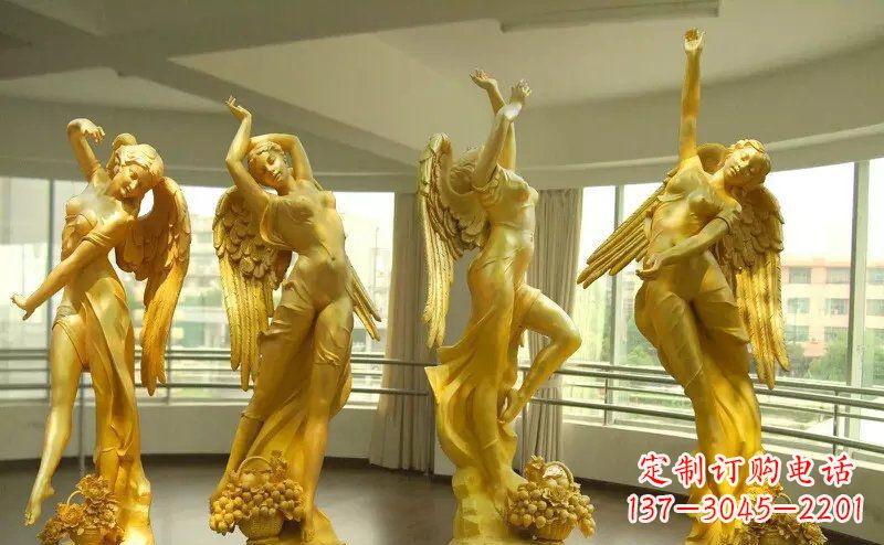 舞蹈四女神玻璃钢仿铜人物雕塑