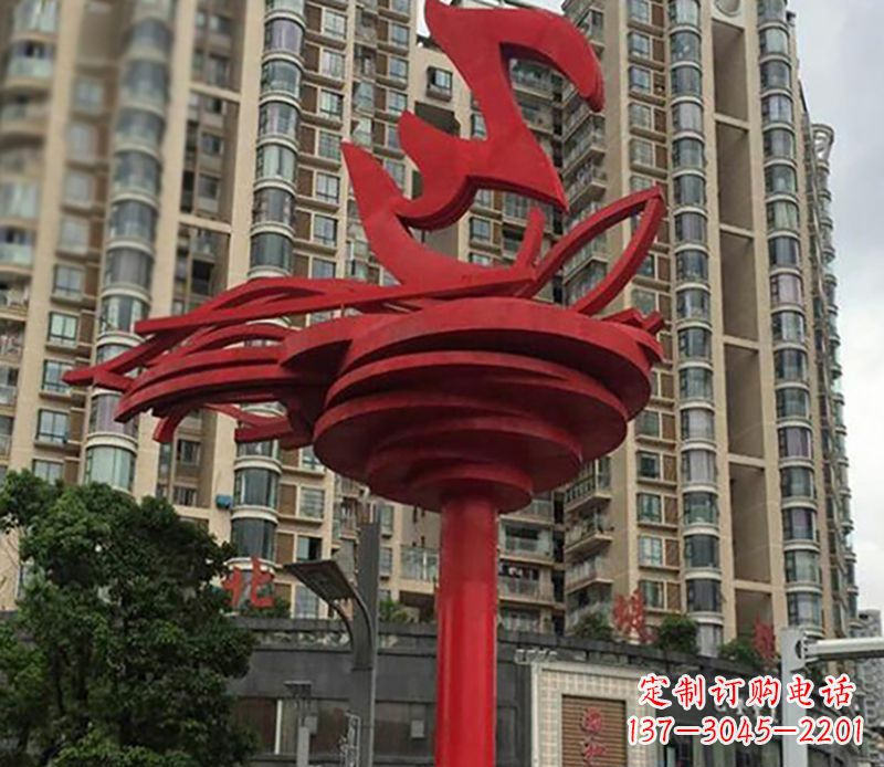 舞动旗帜不-锈-钢-雕-塑-