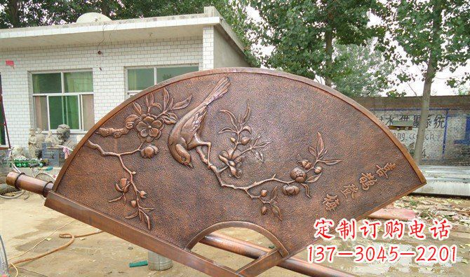 喜鹊登梅扇子景观铜浮雕