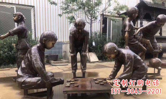 下象棋儿童铜雕 (2)
