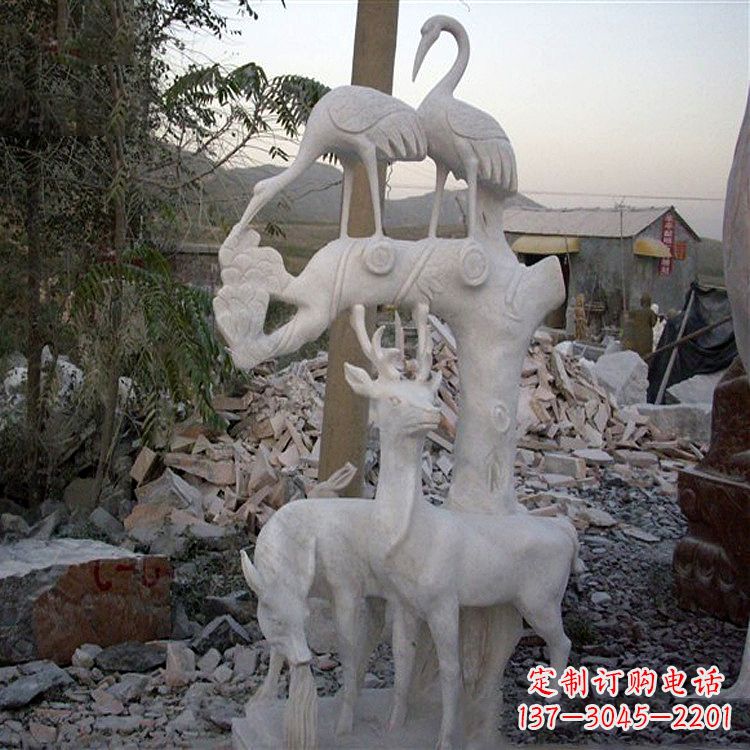 仙鹤石雕景观摆件