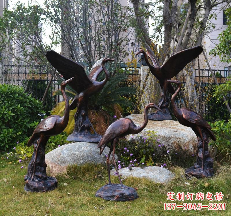 仙鹤铜雕塑 (2)