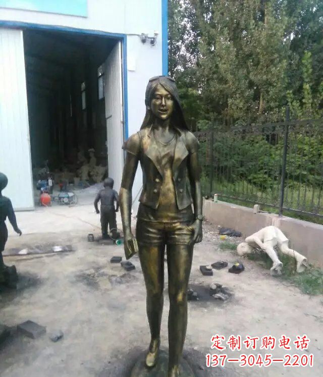 现代美女广场人物铜雕