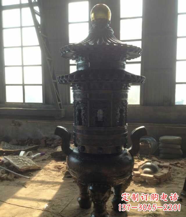 香炉铜雕塑 (2)