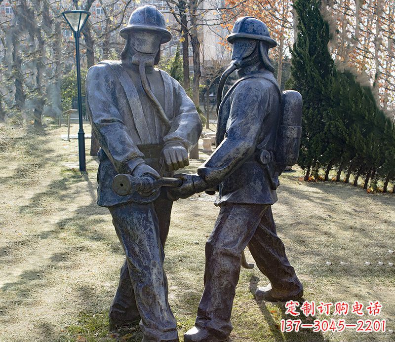 消防人物公园铜雕