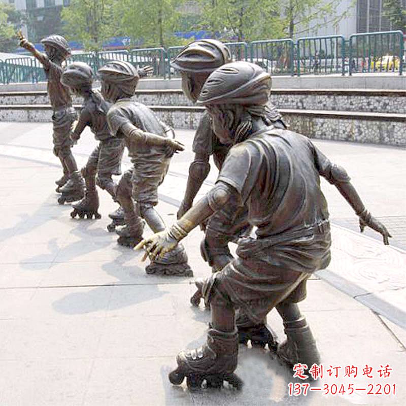 小孩滑旱冰广场运动主题雕塑