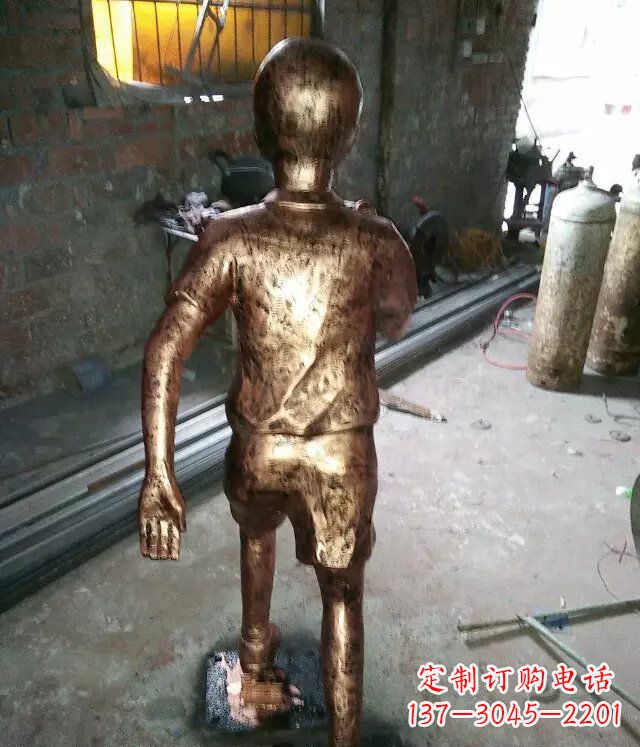 小孩跑步公园人物铜雕 (2)
