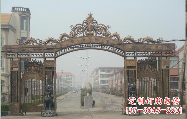 小区不锈钢门口牌坊雕塑