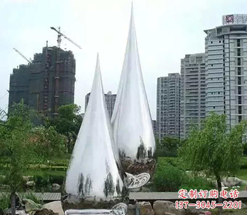 小区不锈钢水滴雕塑
