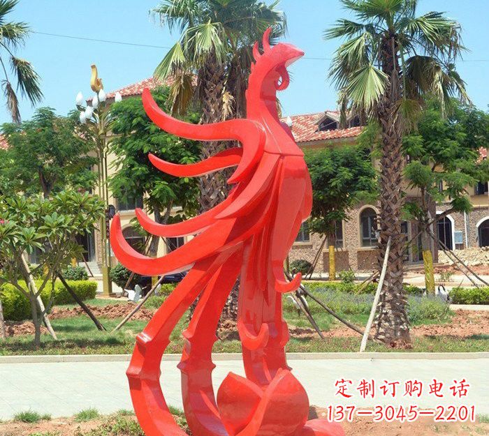 小区抽象不锈钢凤凰雕塑