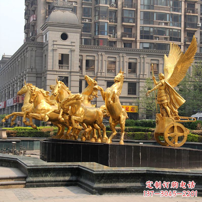 小区大门阿波罗战车鎏金景观铜雕