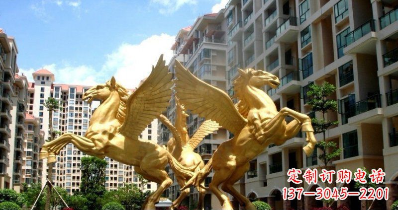 小区飞马动物铜雕