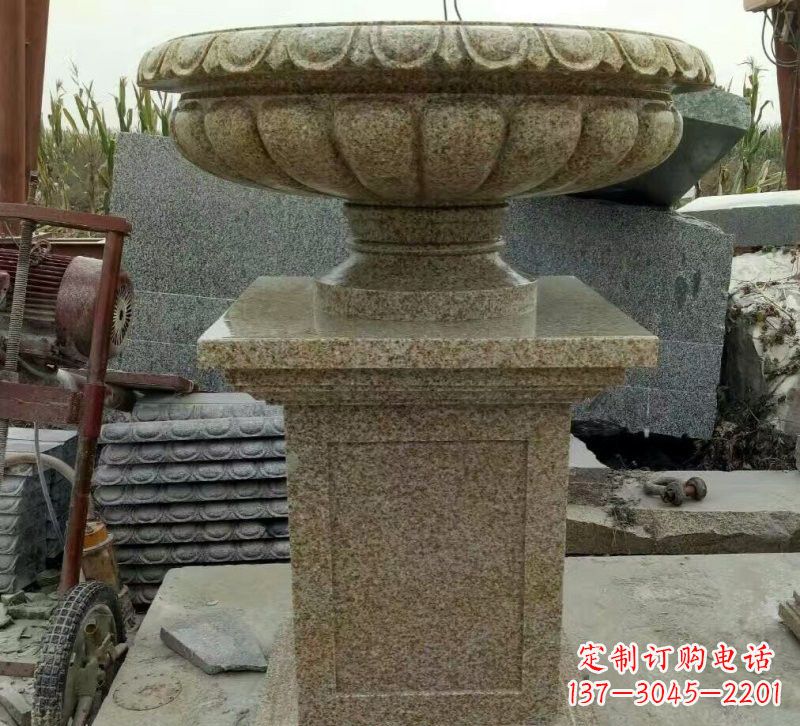 小区花岗岩花盆雕塑