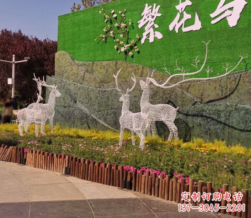 小区景观不锈钢梅花鹿