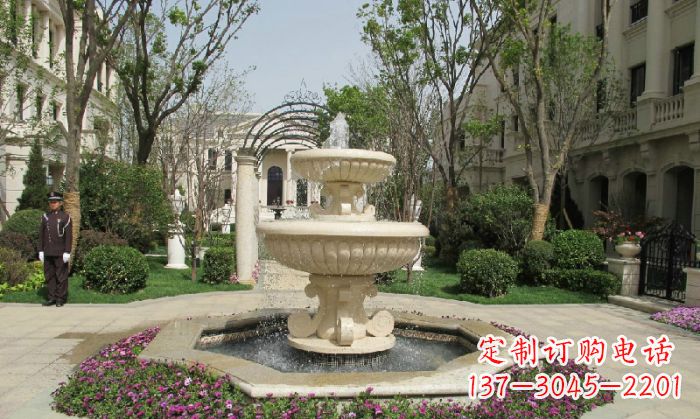 小区景观大理石喷泉石雕 (7)