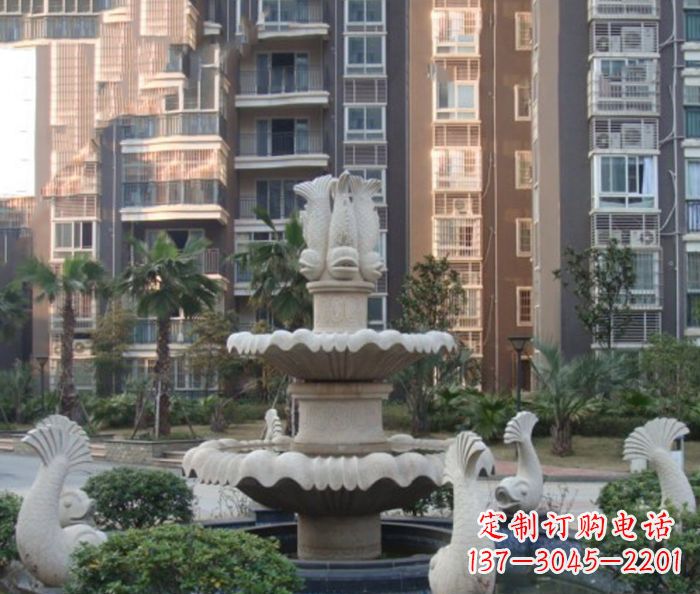 小区景观鲤鱼喷泉石雕
