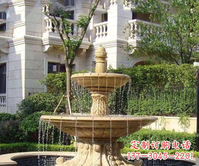 小区景观晚霞红多层喷泉石雕 (4)