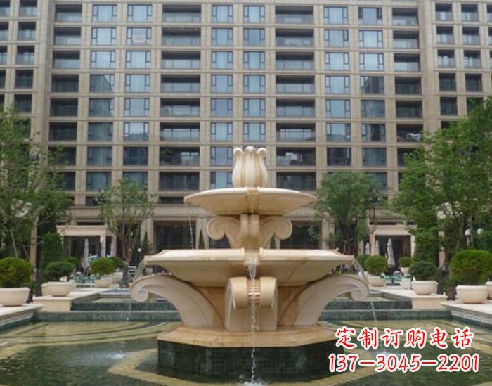小区景观晚霞红喷泉石雕 (2)
