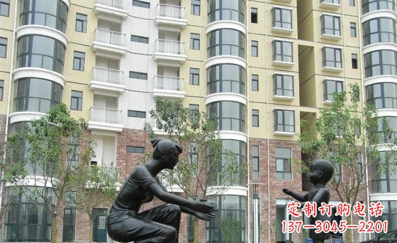 小区妈妈带孩子人物铜雕 小区妈妈带孩子人物铜雕