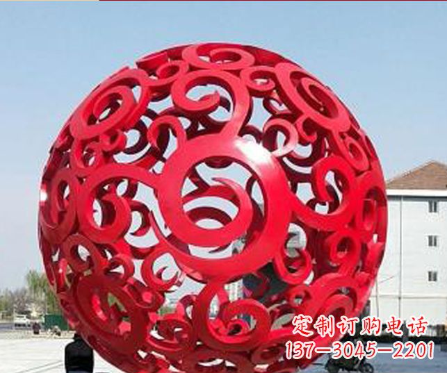 小区入口镂空球景观雕塑