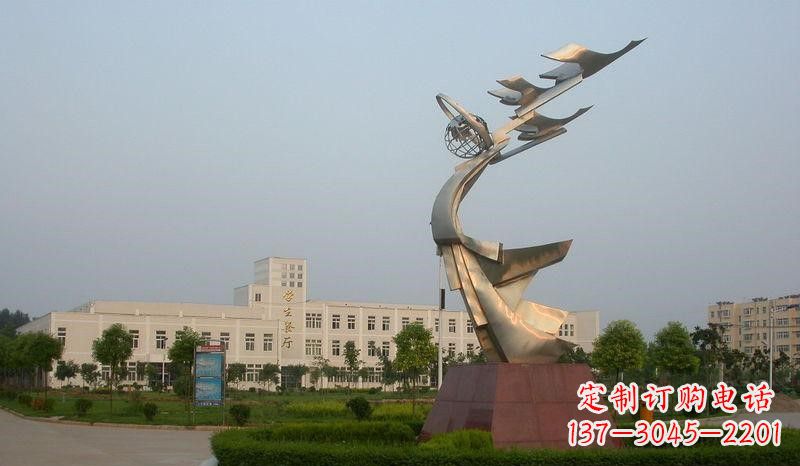 校园不锈钢抽象飞翔雕塑
