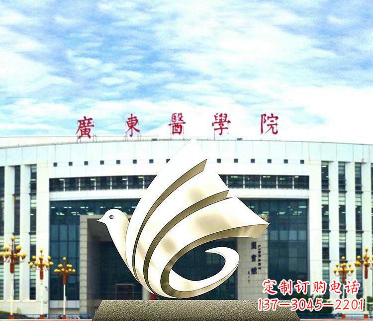 校园不锈钢抽象和平鸽雕塑