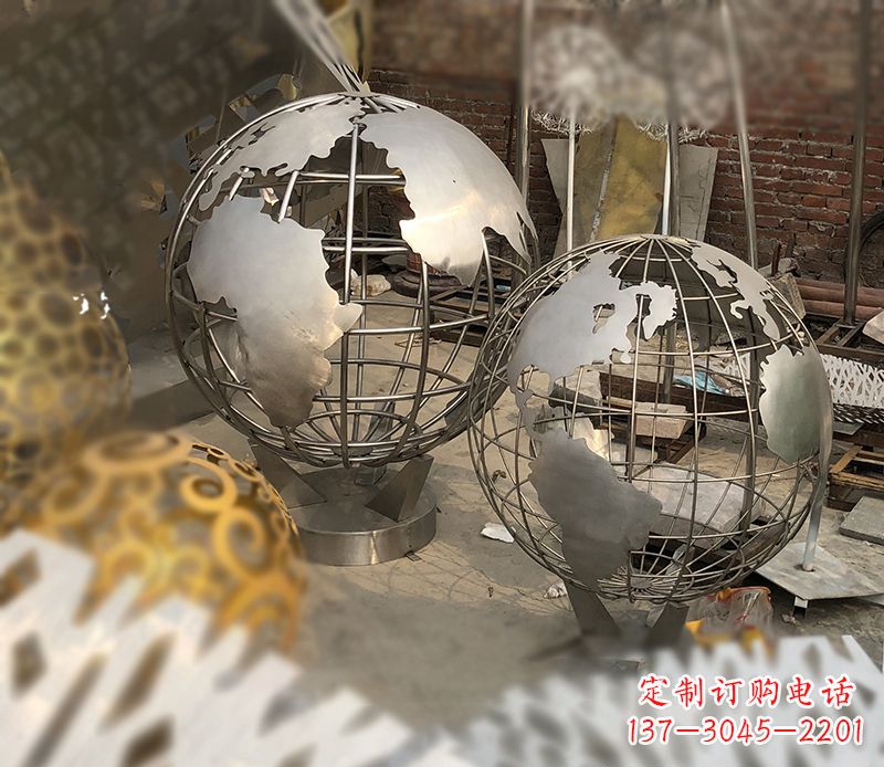 校园不锈钢地球仪雕塑112