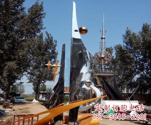 校园不锈钢天天向上景观雕塑