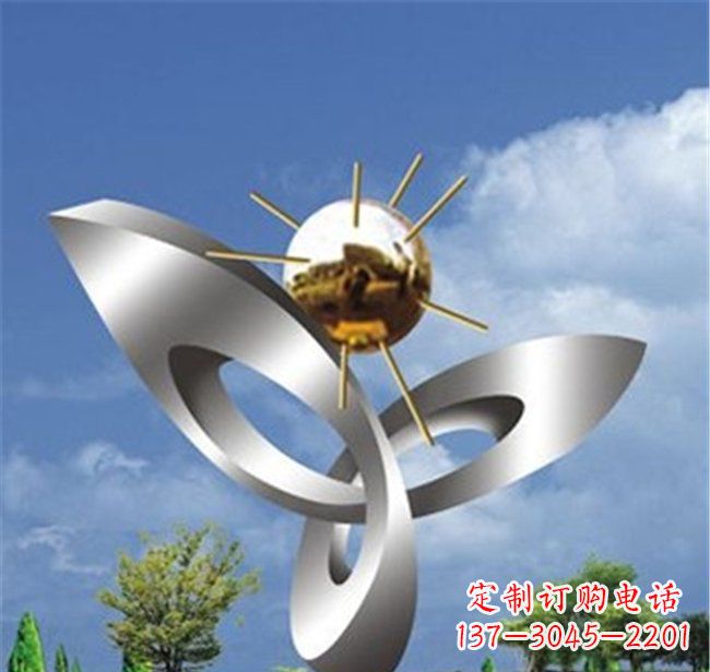 校园不锈钢绽放抽象雕塑