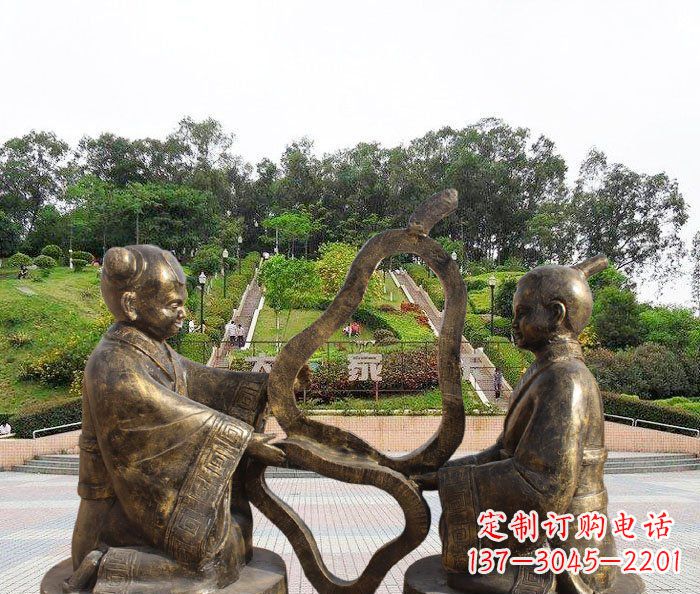 校园抽象孔融让梨铜雕