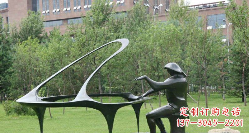 校园弹钢琴景观铜雕 校园弹钢琴景观铜雕