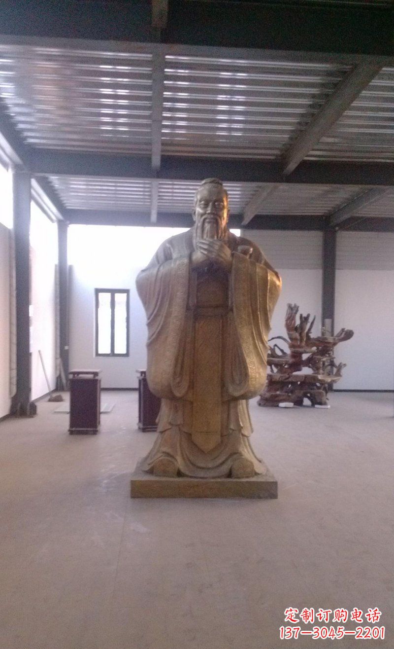 校园仿铜老子玻璃钢名人雕塑