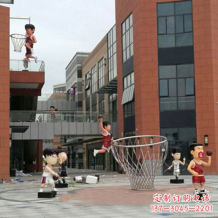 校园卡通人物打篮球雕塑 校园卡通人物打篮球雕塑