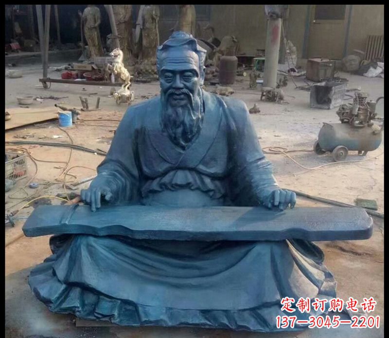 校园孔子弹琴铜雕