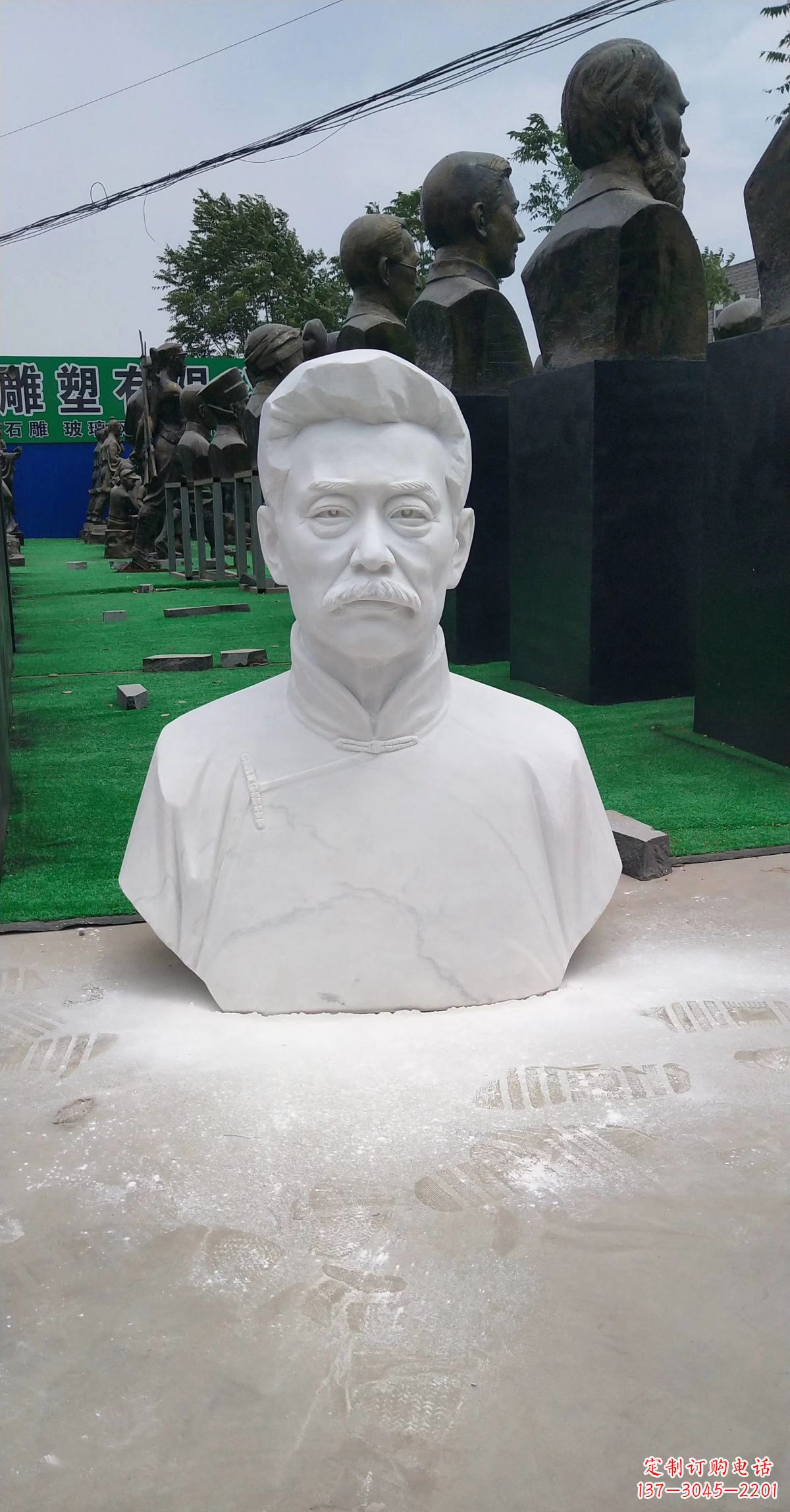 校园名人汉白玉鲁迅头像