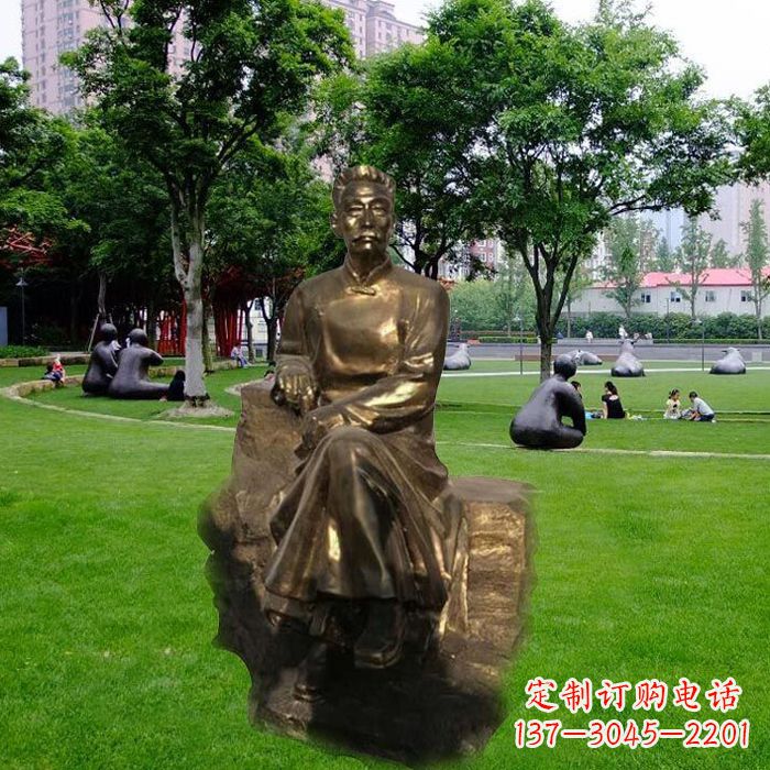 校园名人鲁迅先生玻璃钢仿铜雕像