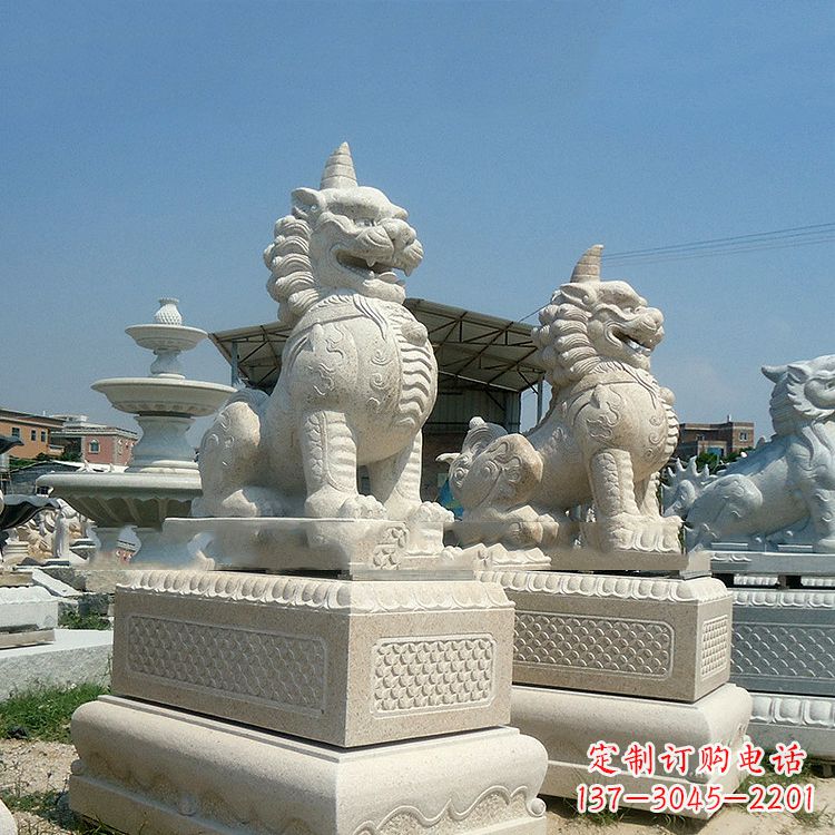 獬豸 石雕 独角兽-法院大门神兽雕塑