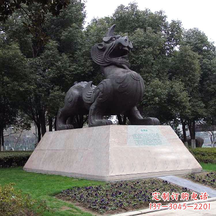 獬豸神兽雕塑-公园上古神兽景观雕塑