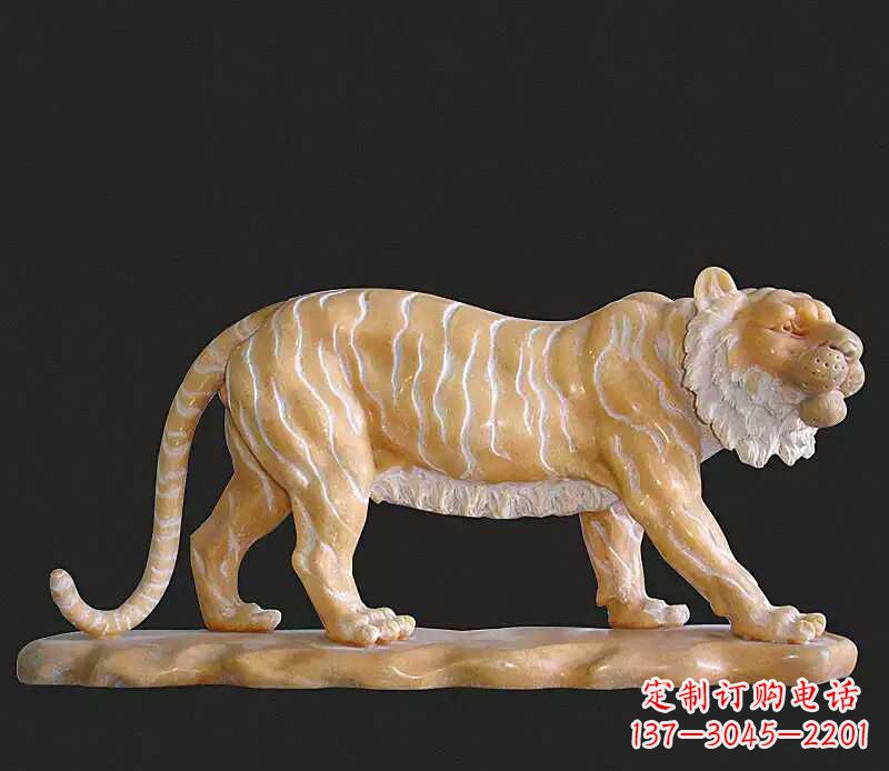 行走老虎石雕动物雕塑