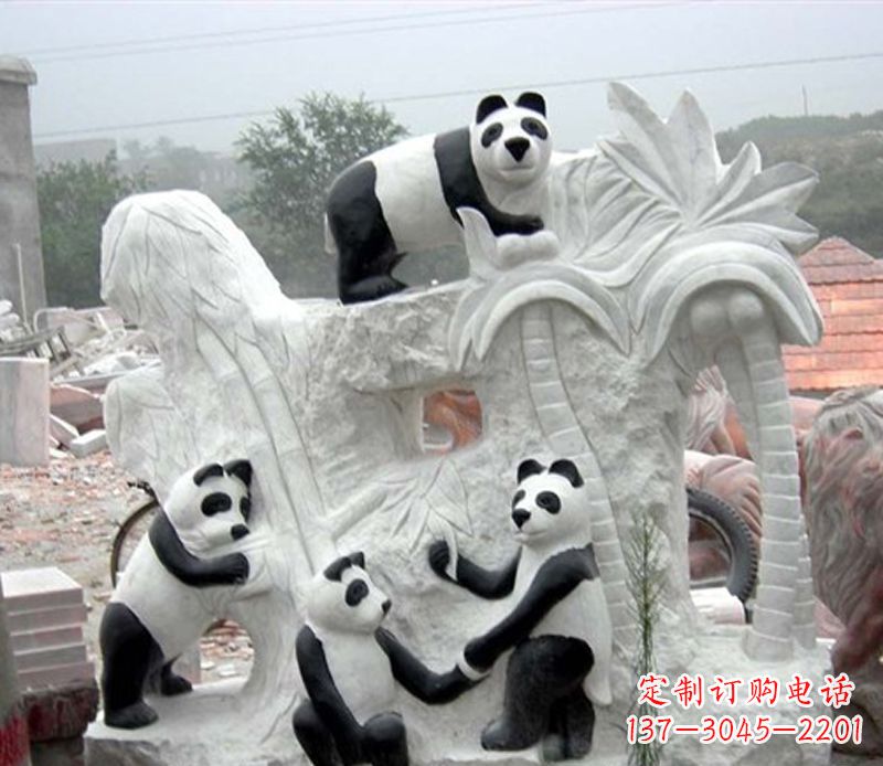熊猫动物景观石雕