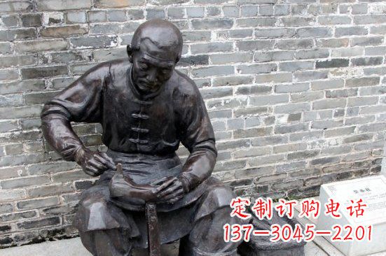 修鞋匠街边小品铜雕