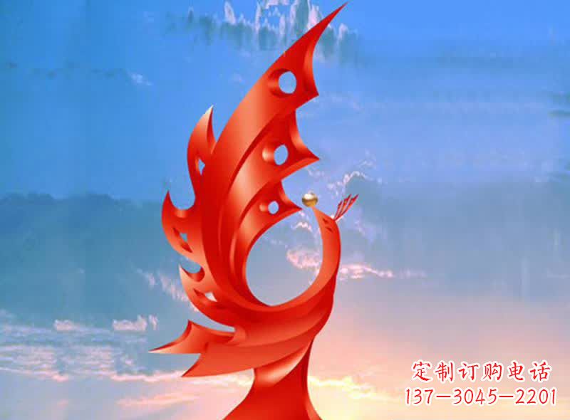 学校不锈钢奋进凤凰标志雕塑
