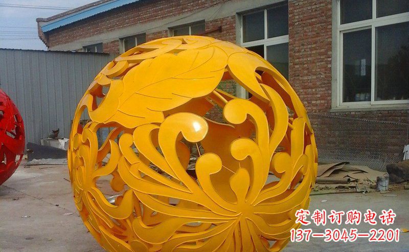 学校不锈钢镂空球景观雕塑 (2)