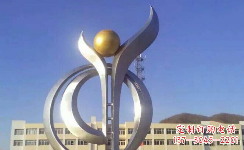 学校不锈钢绿芽抽象雕塑