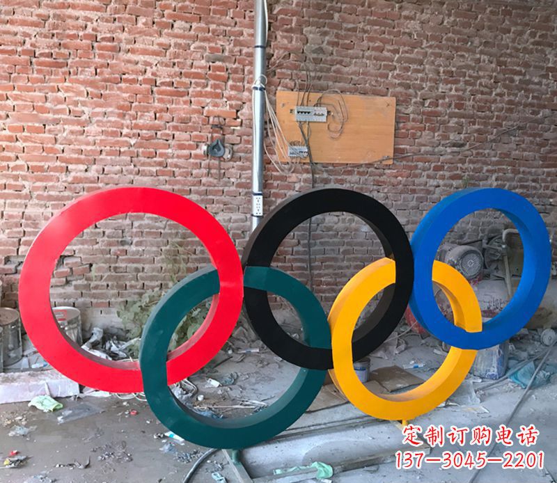 学校不锈钢五环雕塑